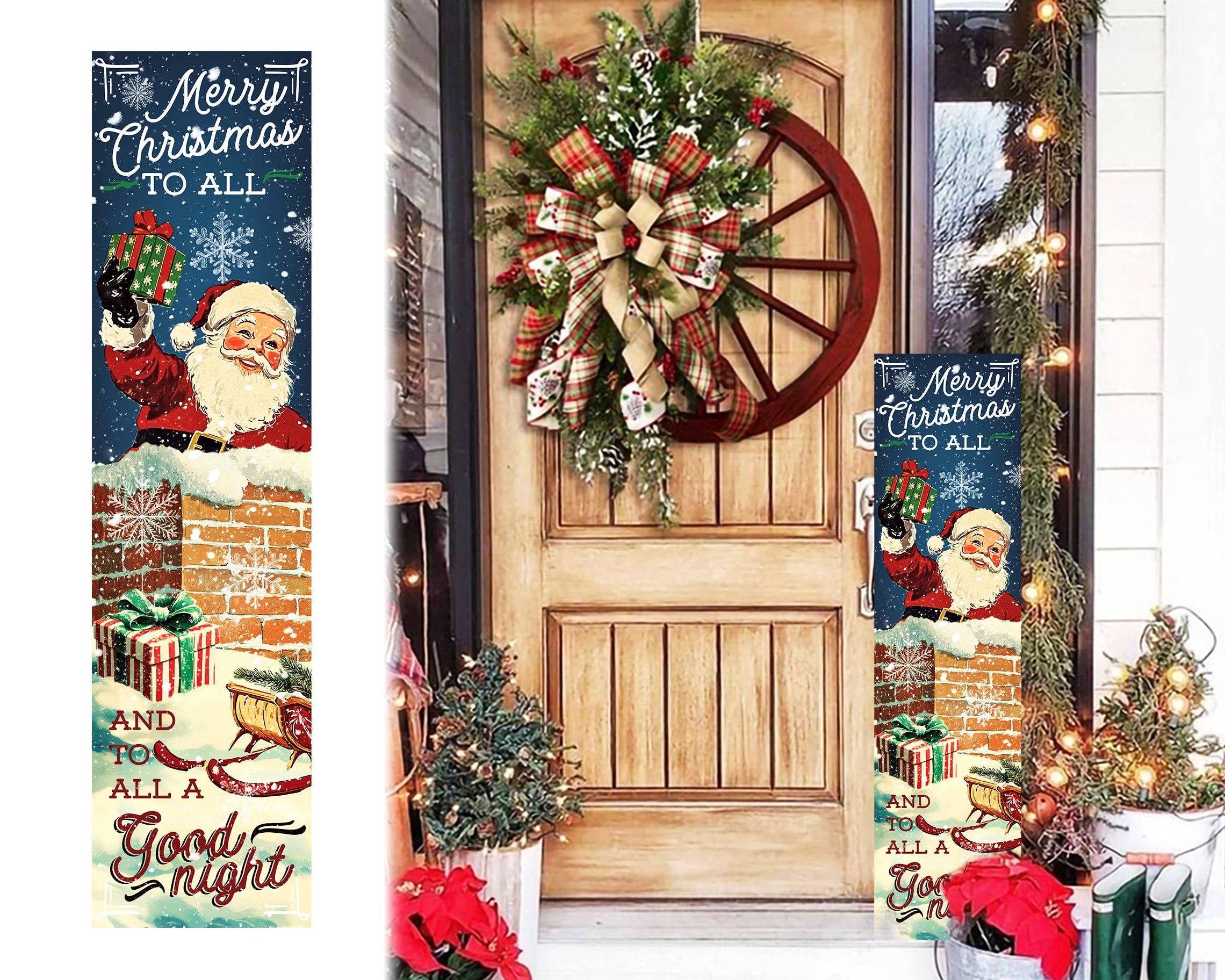 TX USA Corporation - Venta al por mayor Decoración navideña - Cartel de Porche de Santa Clásico Vintage | Decoración Navideña Festiva para Exteriores8