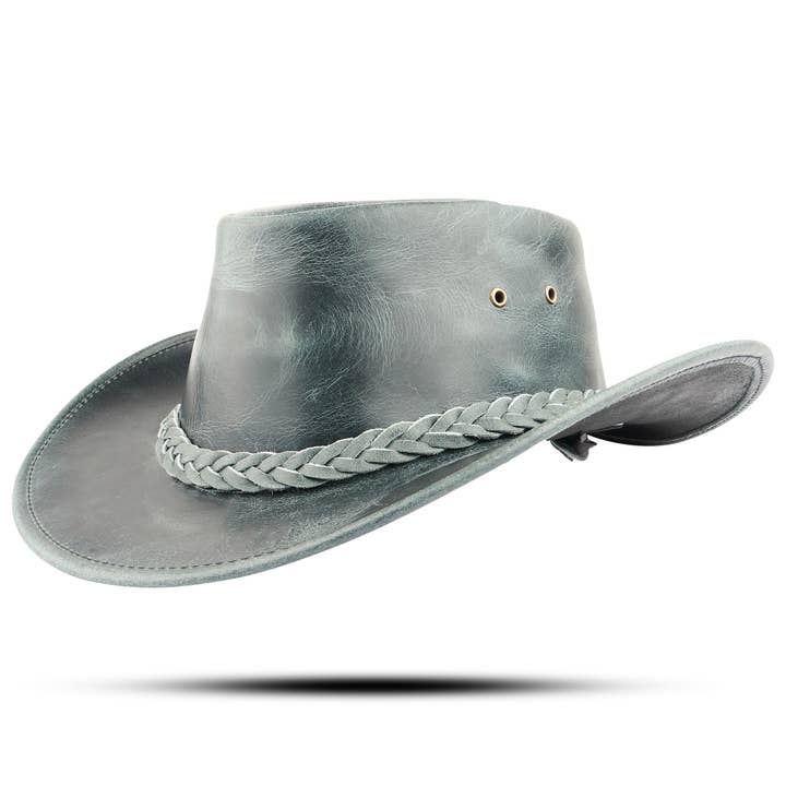 Hadzam - Wholesale Cowboy Hat - Unisex - Men's and Women's Brown Western Leather Outback Cowboy Hat