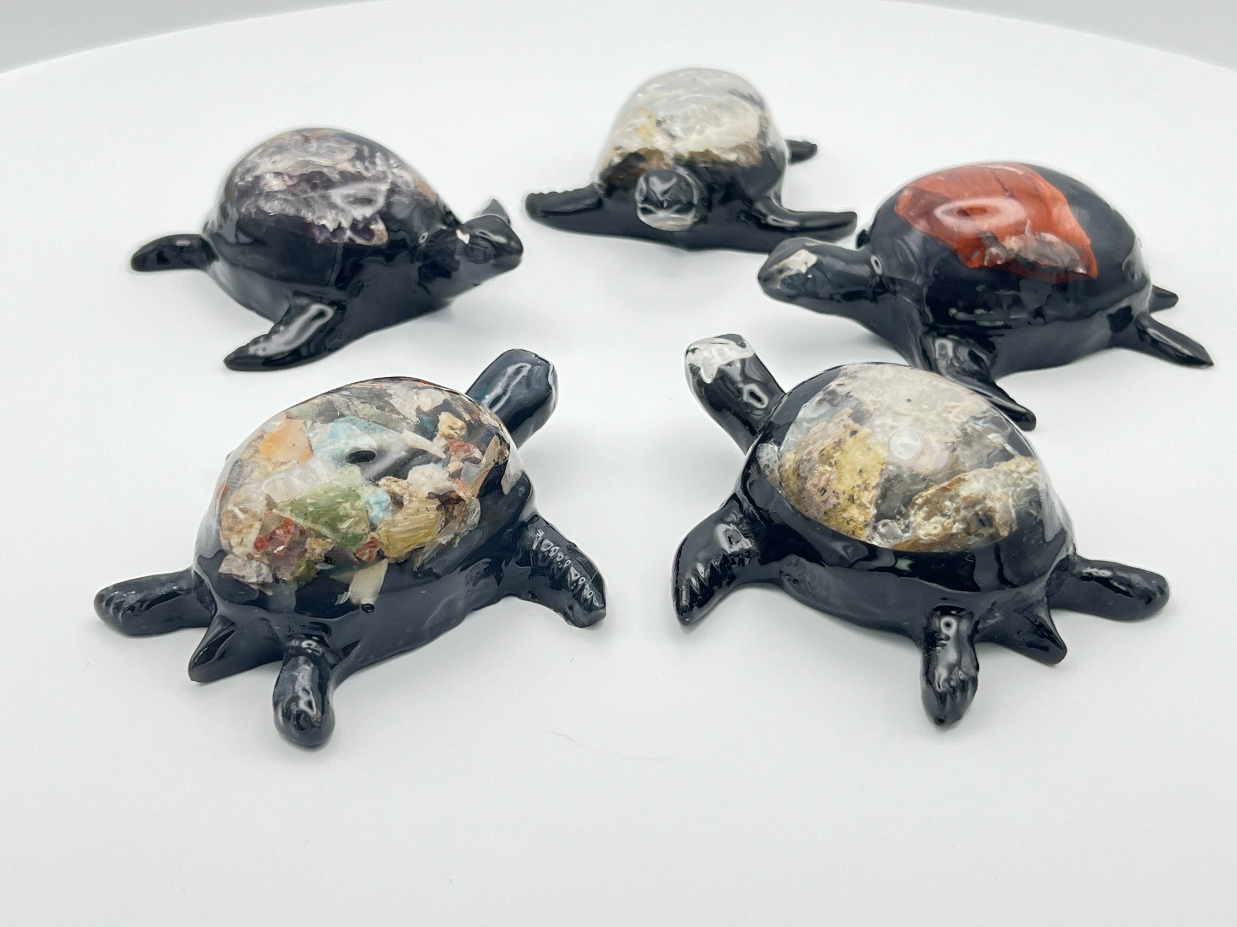 Loose Neck Land – wholesale Decorative figurine – Semi-Precious Stone Turtles (Lg)2