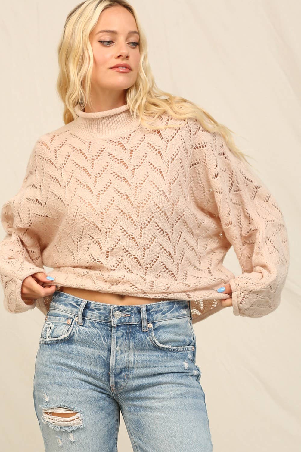 KyeMi - Wholesale Knit Sweater - Women's - An Openwork And Cable Knit Oversized Sweater12