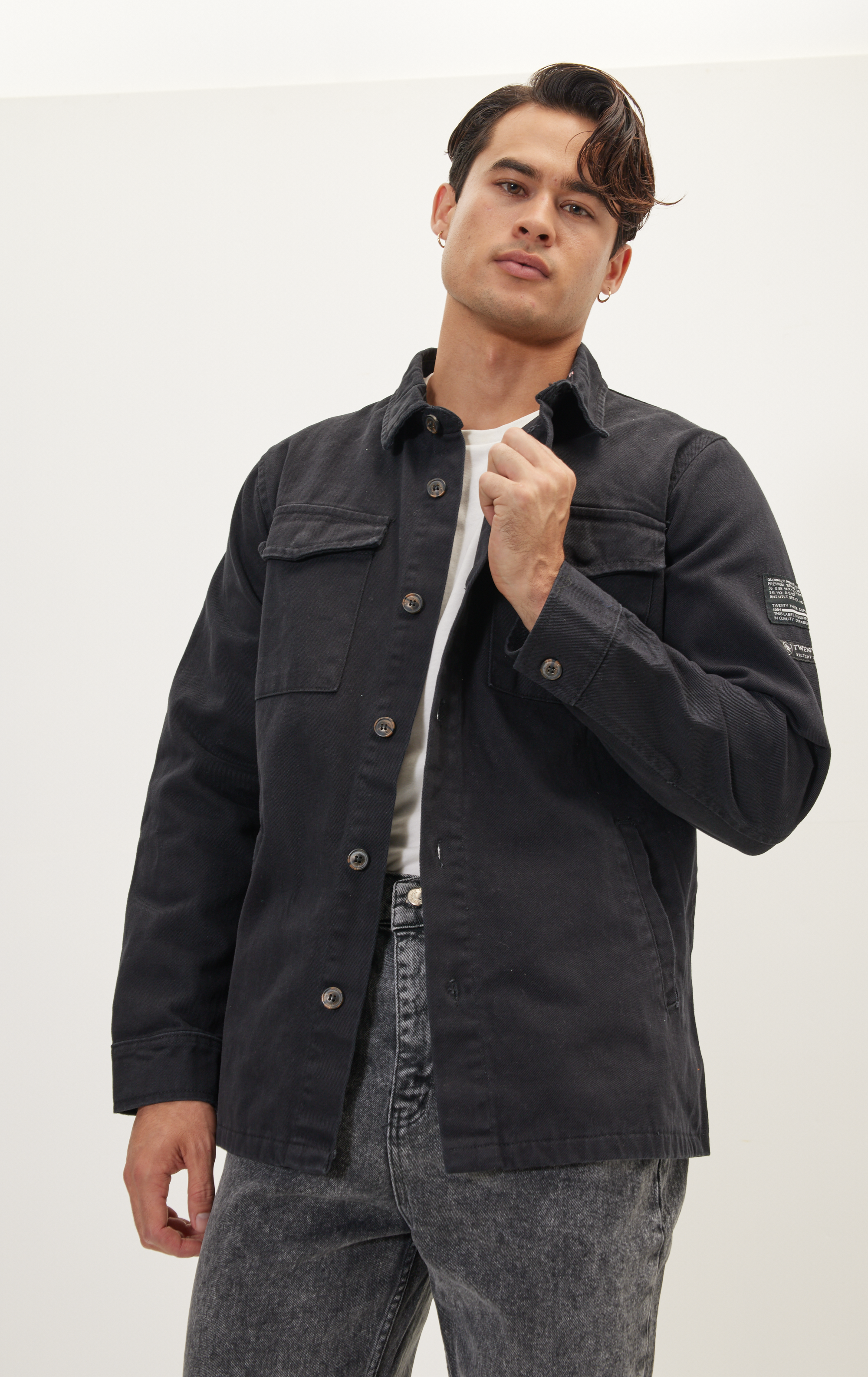 Utilitarian Shirt Jacket - Black for wholesale on Faire7