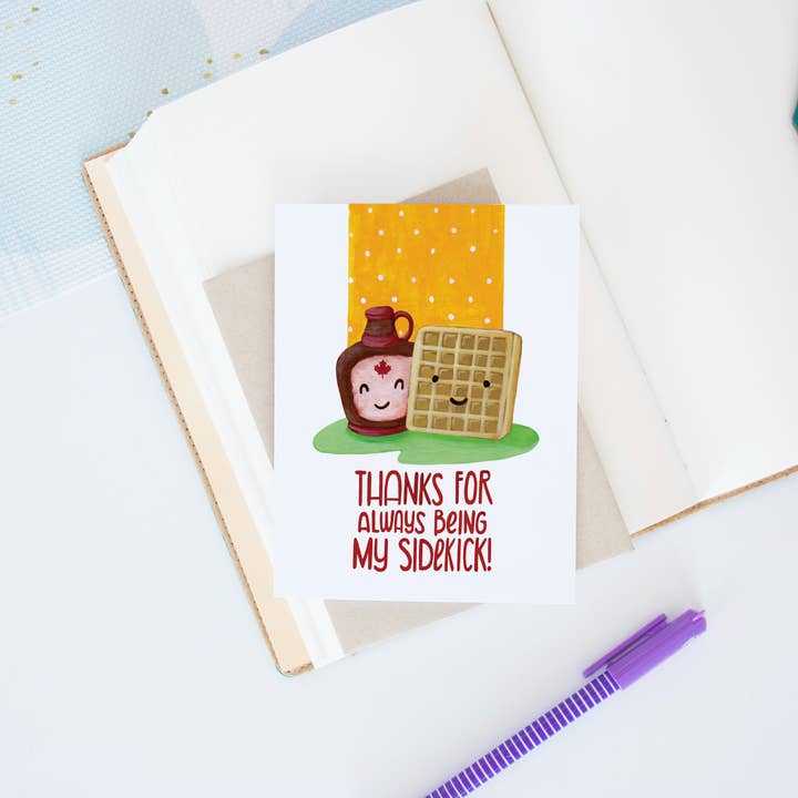 VERKAUF // Danke, dass du mein Sidekick bist - Waffel und Sirup Karte für den Großhandel von Hop & Flop