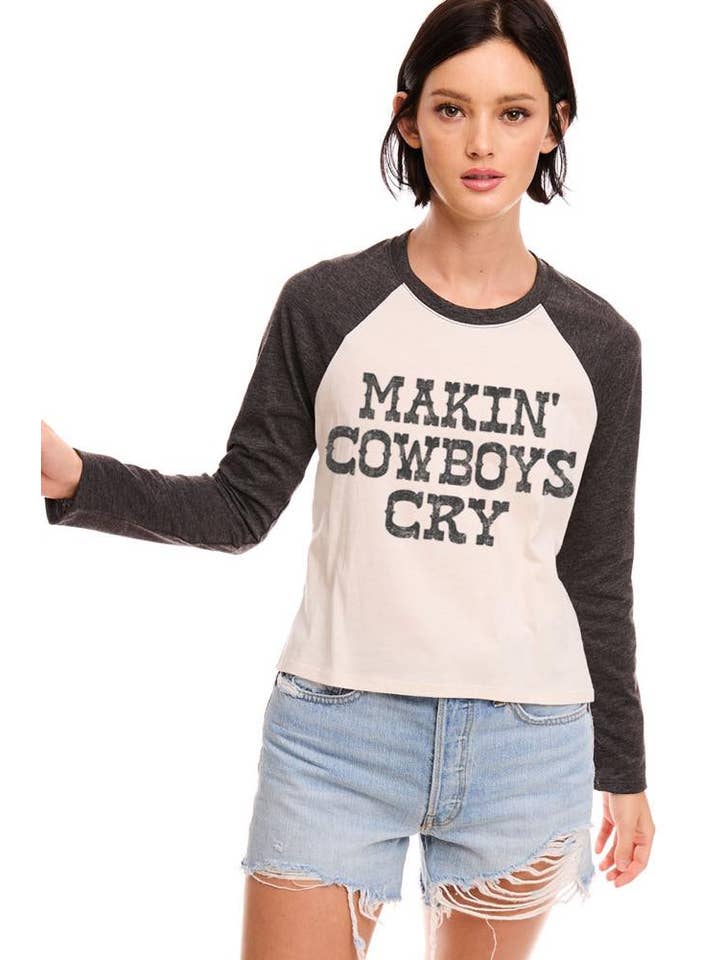 Zutter - Wholesale Screen Printed T-Shirt - Women's - Makin' Cowboys Cry L/S Raglan Graphic Tee2