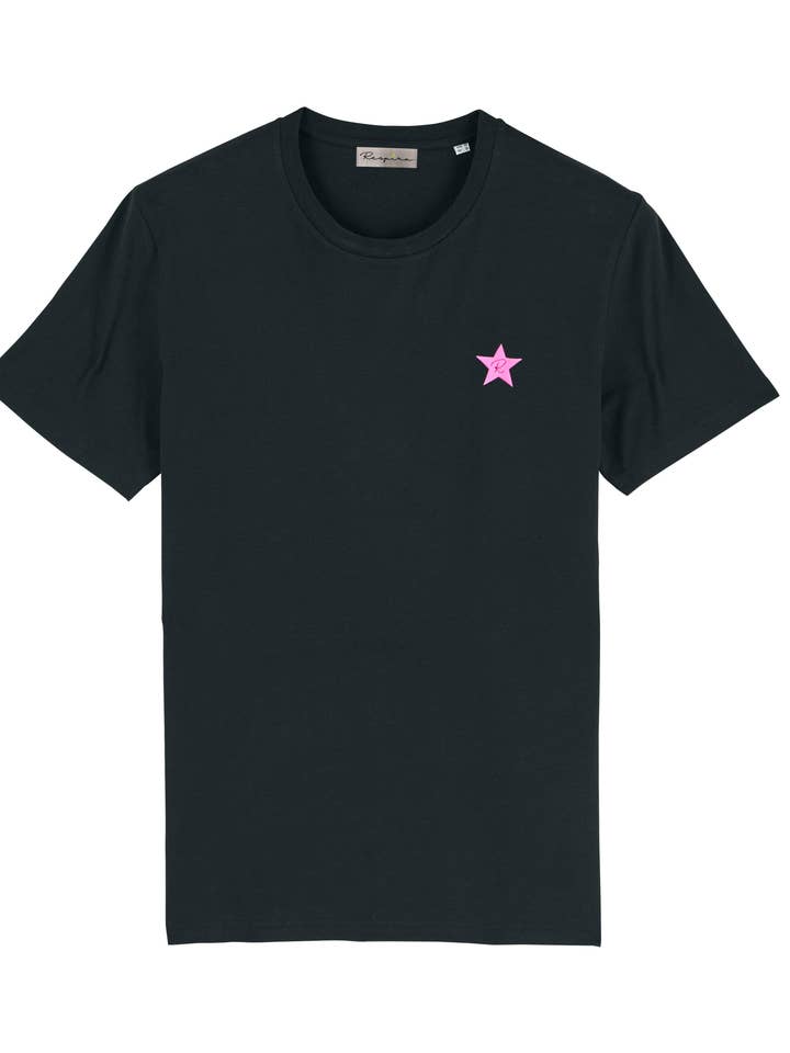 Camiseta preta/Fuxia Star por atacado de Respira