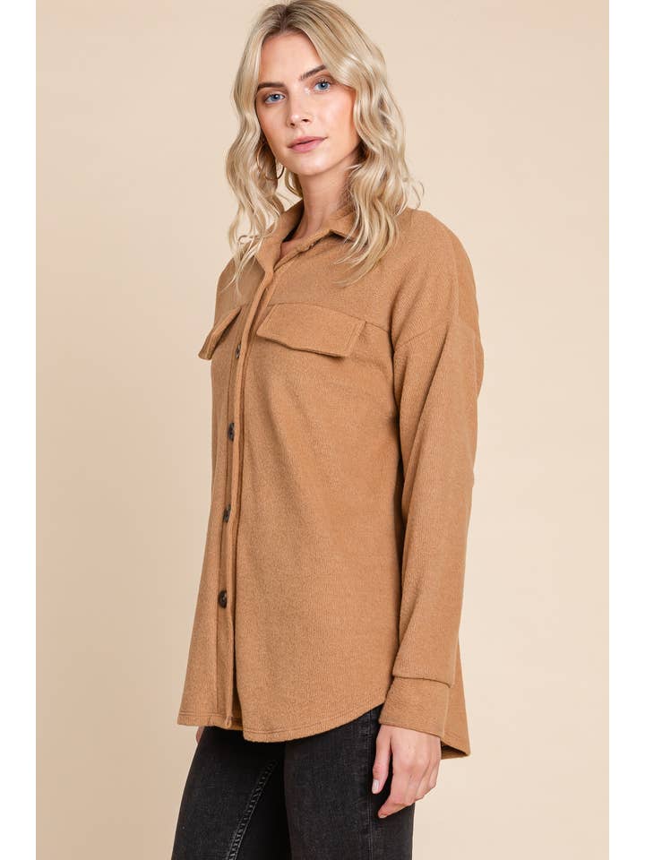 BOMBOM - Wholesale Shirt Jacket/Shacket - Women's - TL1886 SOLID KNIT SHACKET