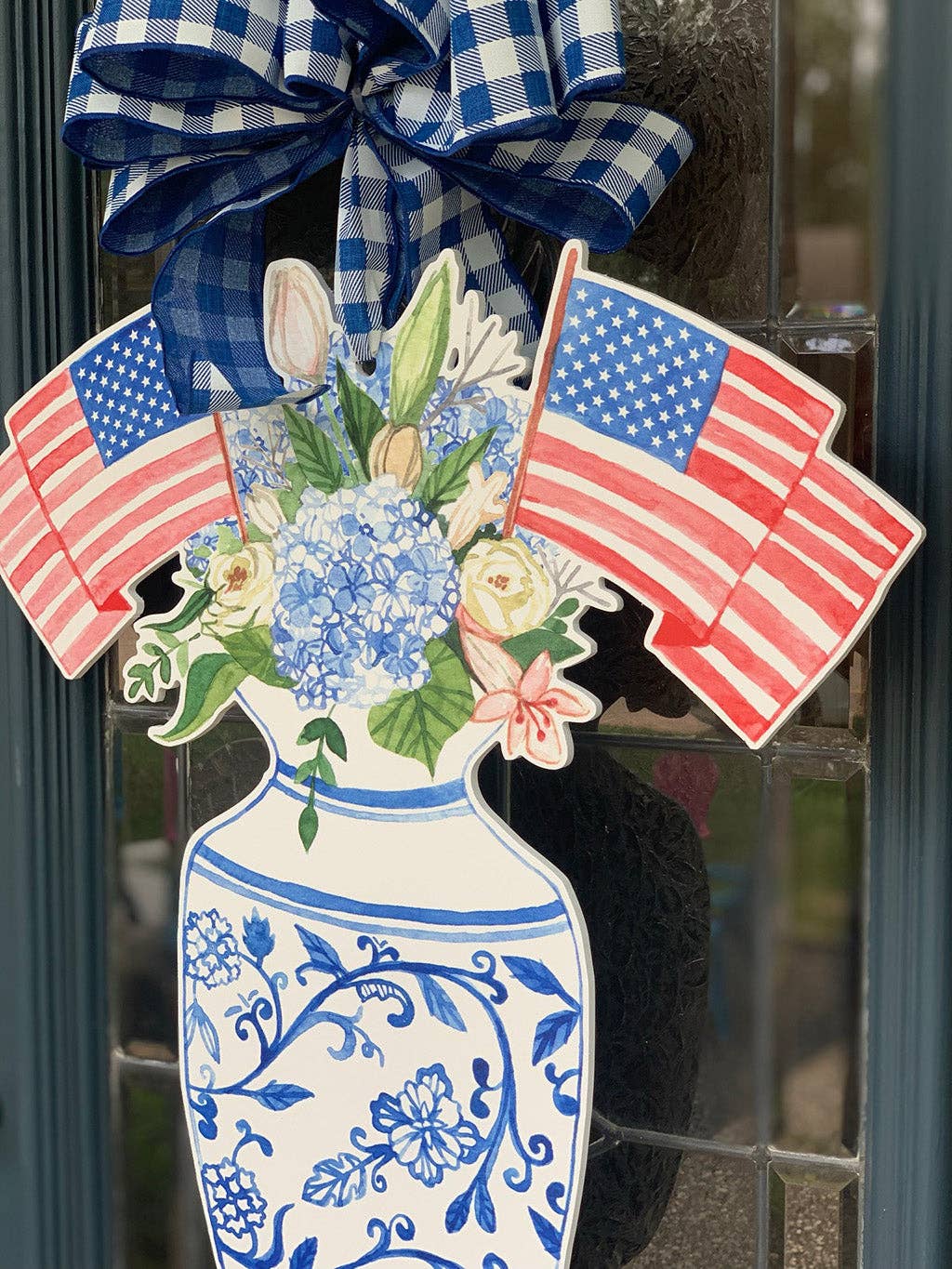 Home Themed Home - Wholesale Door Hanger - Betsy Ross Patriotic Flag Vase Door Hanger1