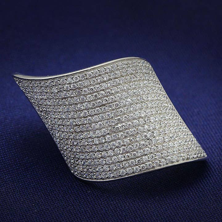 TS027 Ring aus 925er Sterlingsilber Rhodium mit AAA-Klasse CZ in klar für den Großhandel von Alamode