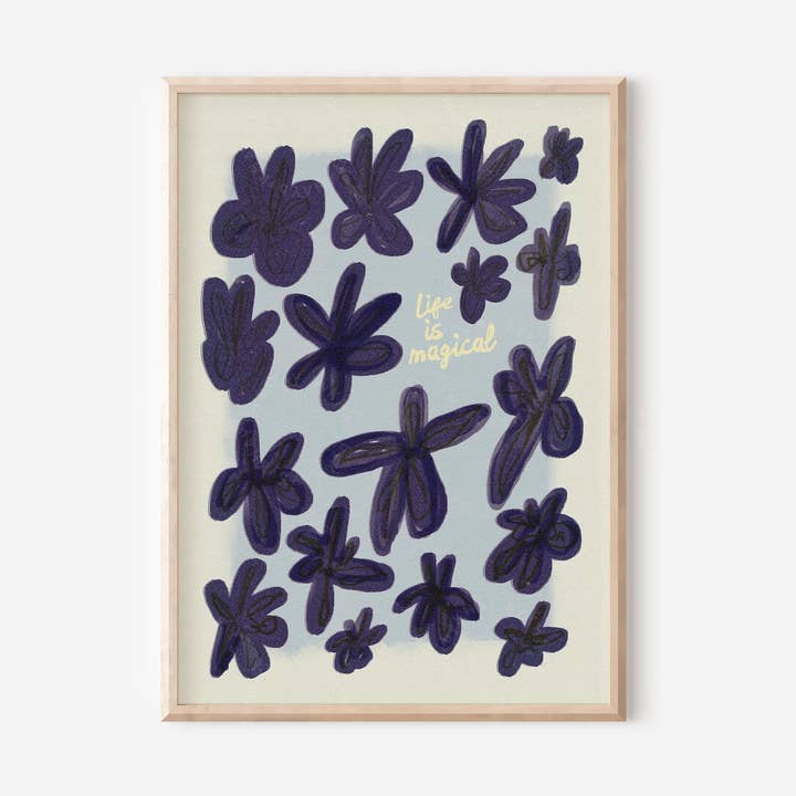 La vita è un fiore magico stampa blu per la vendita all'ingrosso da parte di byKHAY