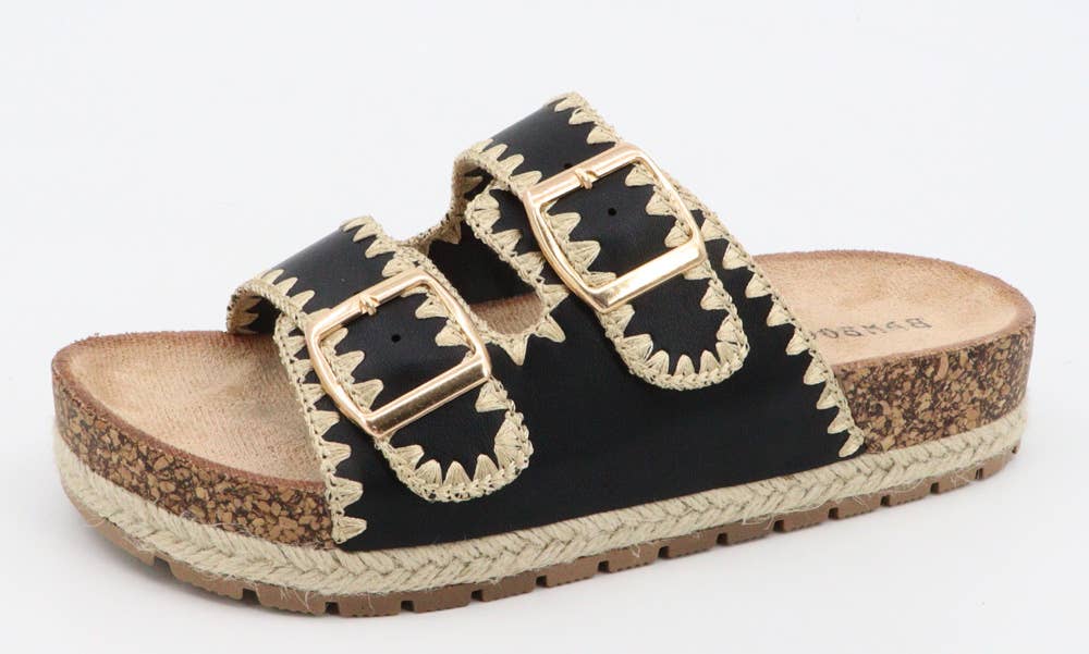 Andrea Bijoux - Wholesale Sandals - Women's - PLATFORM CORK RAFFIA TWO BUCKLE STRAP0
