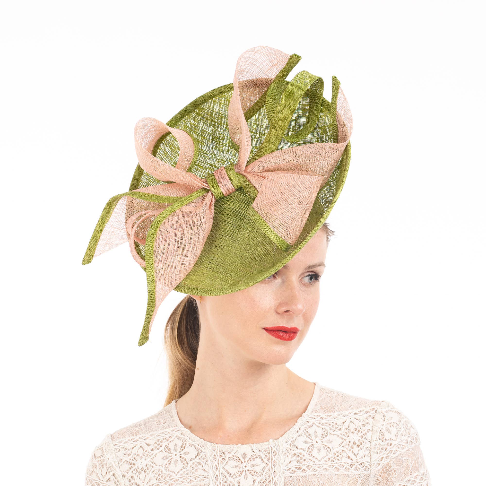 KaKyCo - Wholesale Fascinator Hat - Women's - Two Tone Bow On Top Of Sinamay Saucer Fascinator | 1020831