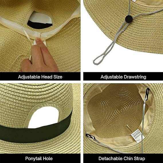 4E's Novelty - Wholesale Straw Hat - Women's - 4E's Novelty Sun Hat for Women UV Protection with Sunglasses, UPF 50+, Packable Beach Hat, Beige6