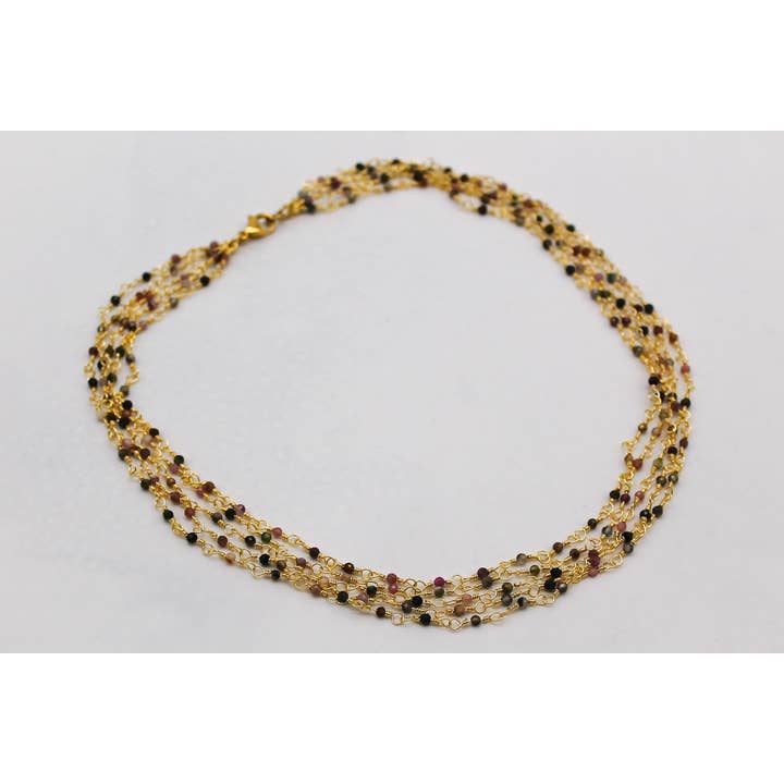 Collar multihilo de oro y turmalina para venta al por mayor de Abby Hook Jewellery