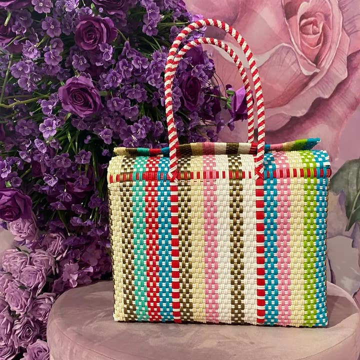 The Faria – Engroshandel Strandtaske – The Faria Håndvævede Strandtasker i Flerfarvet Genbrugsplast10