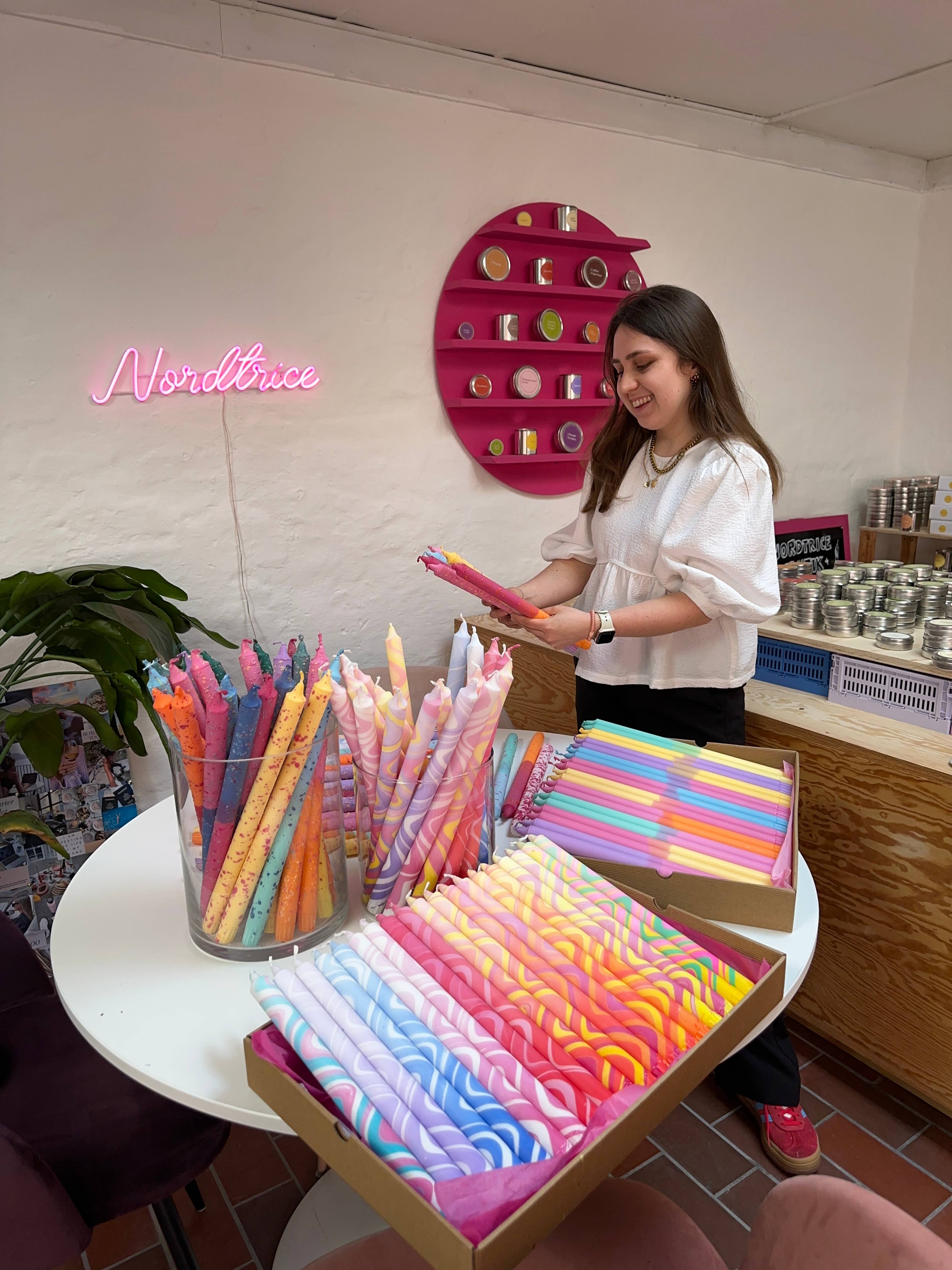 Nordtrice - Wholesale Tapered Candle/Candlestick - Taper candles (Long)- pastel colours and decorations7