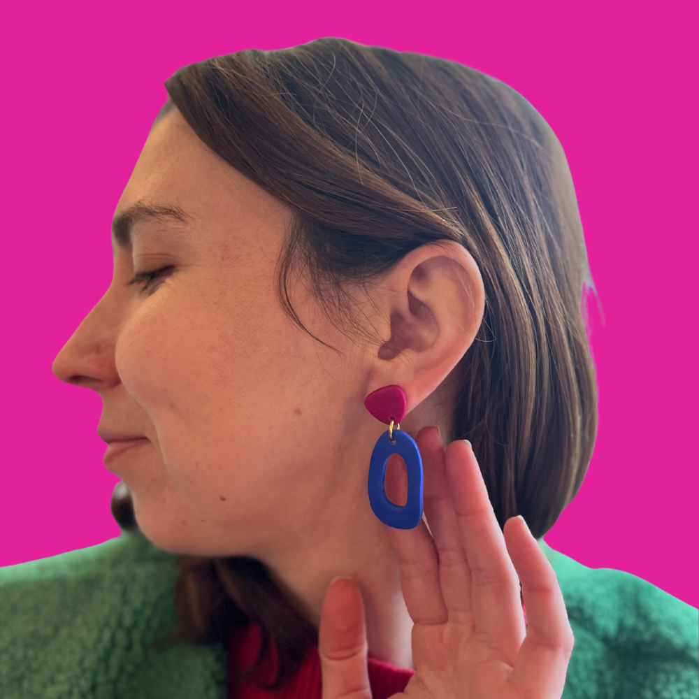 Couleurs cœur - Wholesale Dangle Earrings - Mexico ☀️- Klein Blue / Fuchsia2