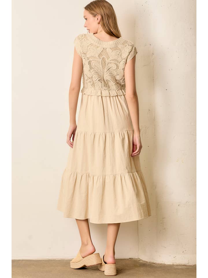 CREAM WOVEN SWEATER MAXI DRESS for wholesale on Faire2