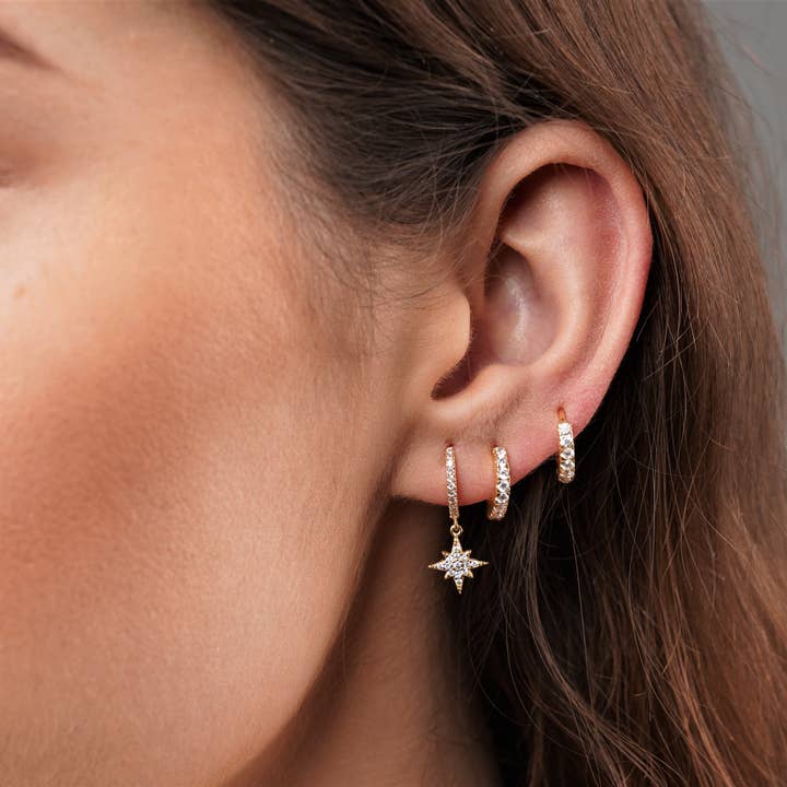 Diat - Wholesale Hoop Earrings - star earrings - gold star hoops - gold hoops2