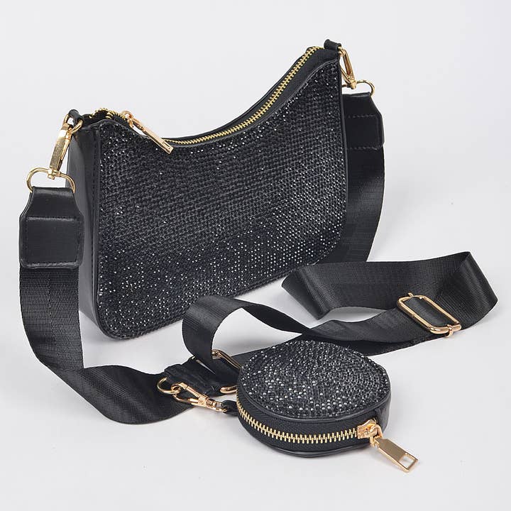 3AM BY H&D ACCESSORIES - Wholesale Crossbody Bag - Women's - Rhinestone Crossbody Bag W/Air Pod Purse3