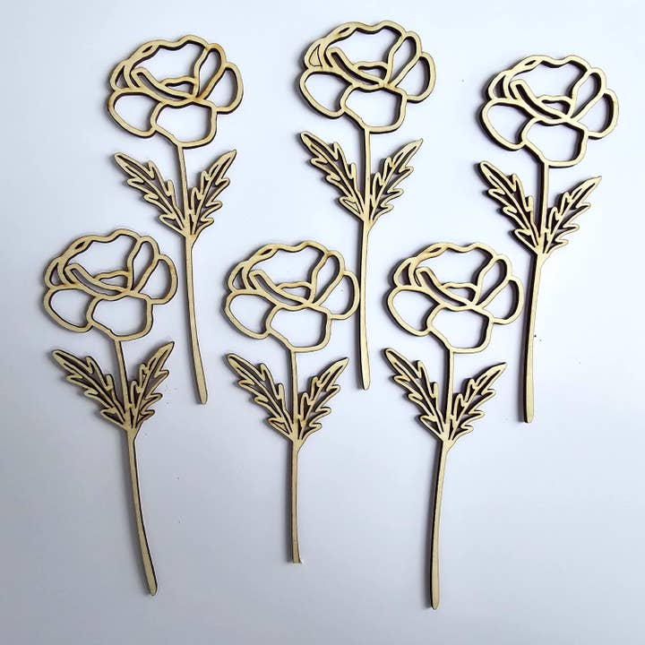 Wood Flower Stem - Open Stock - Set of 12 Identical Stems for wholesale by LB Personalized Design
