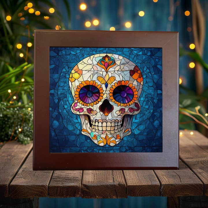 Peeping Tom's Cottage - Wholesale Wall Tile - Vibrant Sugar Skull Porcelain Tile Art - Day of the Dead Decor1