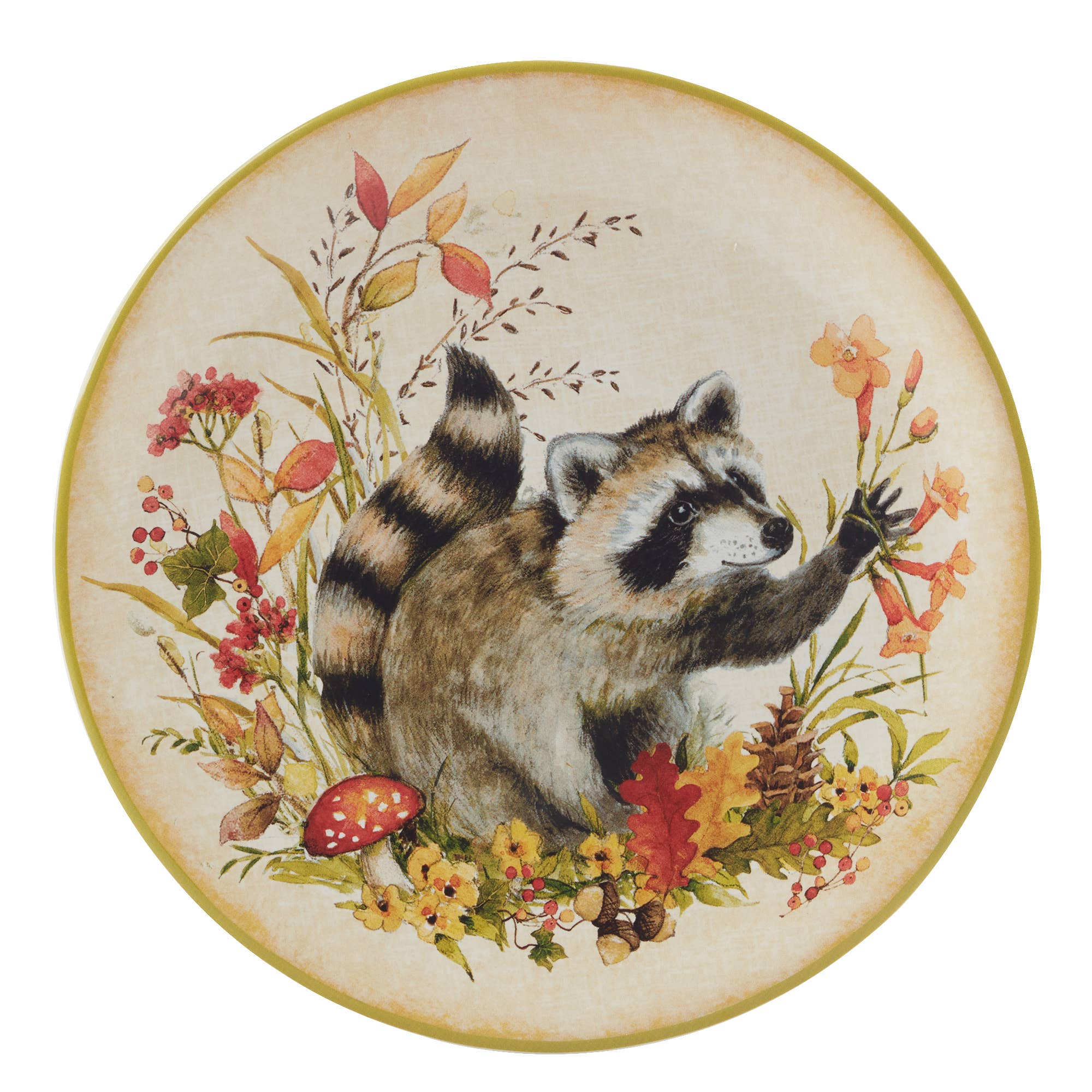 Certified International - Wholesale Appetizer Serveware - Woodland Critters Fall Dessert Plate 9in asst.8