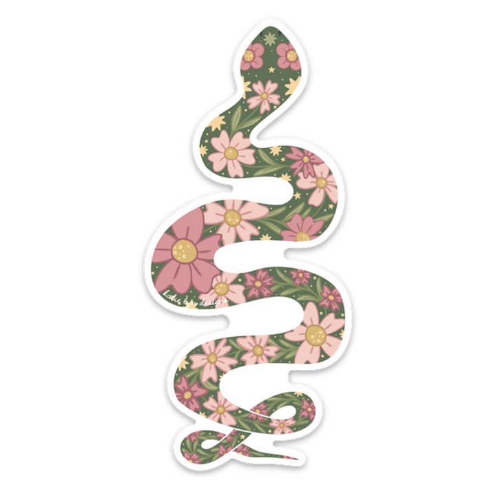 4" Flower Snake Die-Cut Sticker - Pink & Green for wholesale by The Simply Crafty Shop