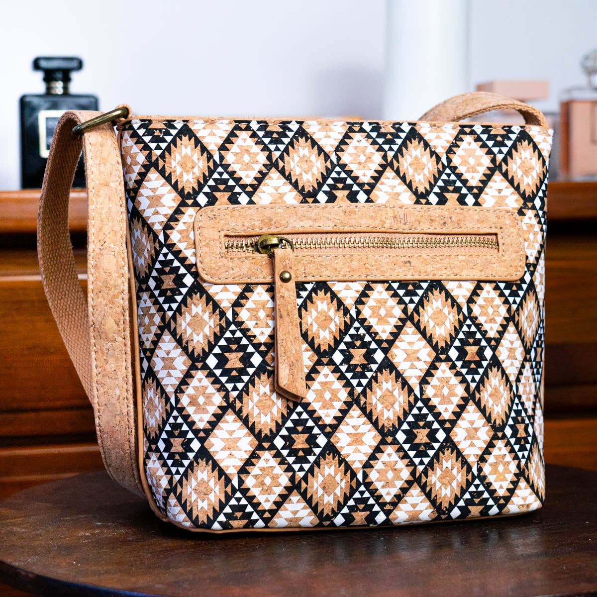 Meninas Bonitas Cork - Wholesale Crossbody Bag - Women's - Cork Pattern Printed Women's Crossbody Bag BAG-229412