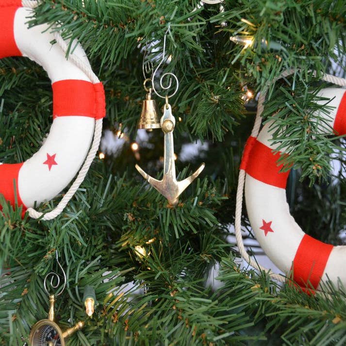Brass Admiralty Pattern Anchor Christmas Tree Ornament for wholesale by Hampton Nautical