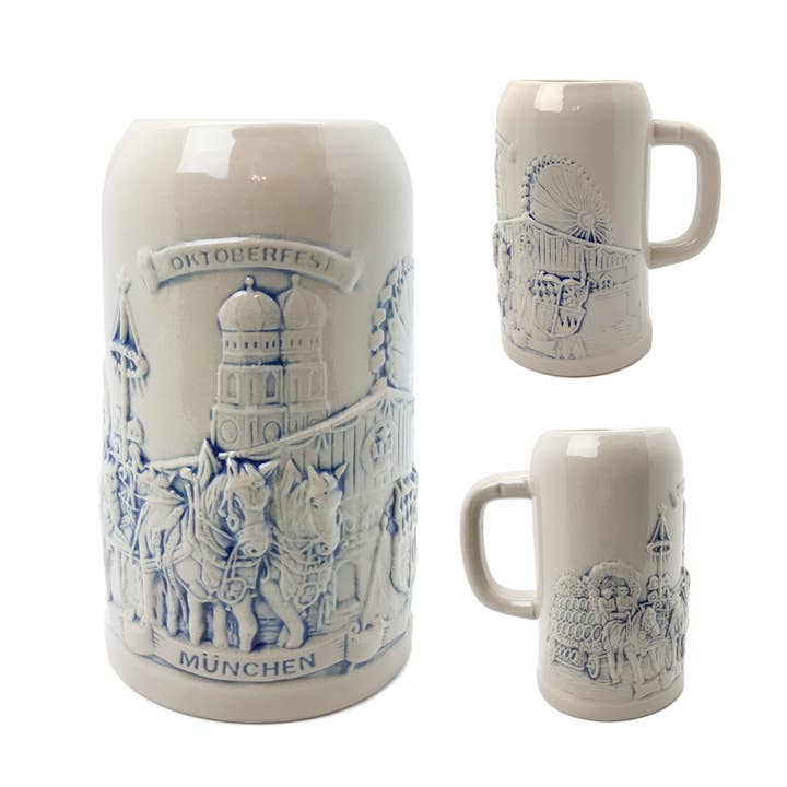 European Heritage Gifts - Wholesale Beer glass/mug - Stoneware Munich Beer Wagon .5L Stein2
