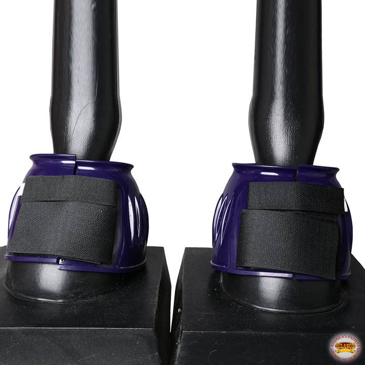 HILASON - Wholesale Horseback Riding Gear - Hilason PVC Ribbed Double Hook and Loop Bell Boots Purple