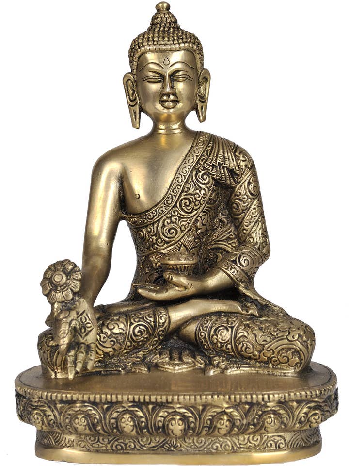 Tibetischer buddhistischer Gott | Medizinbuddha | Messingskulptur für den Großhandel von Exotic India Art