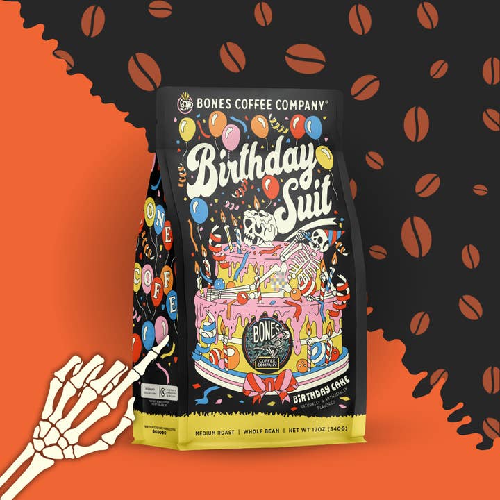 Birthday Suit Flavored Coffee | 12oz | Whole Bean & Ground for wholesale by Bones Coffee Company