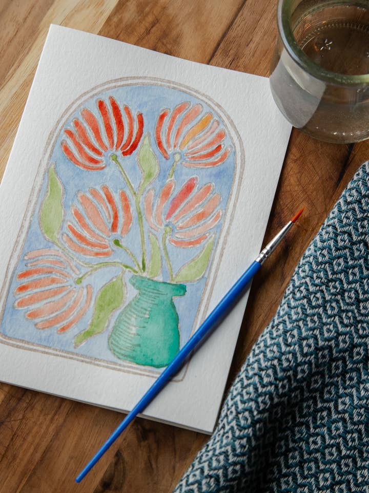 Kit de Cartão de Arte em Aguarela DIY com Vaso de Flores 5X7 por atacado de Ashes & Arbor