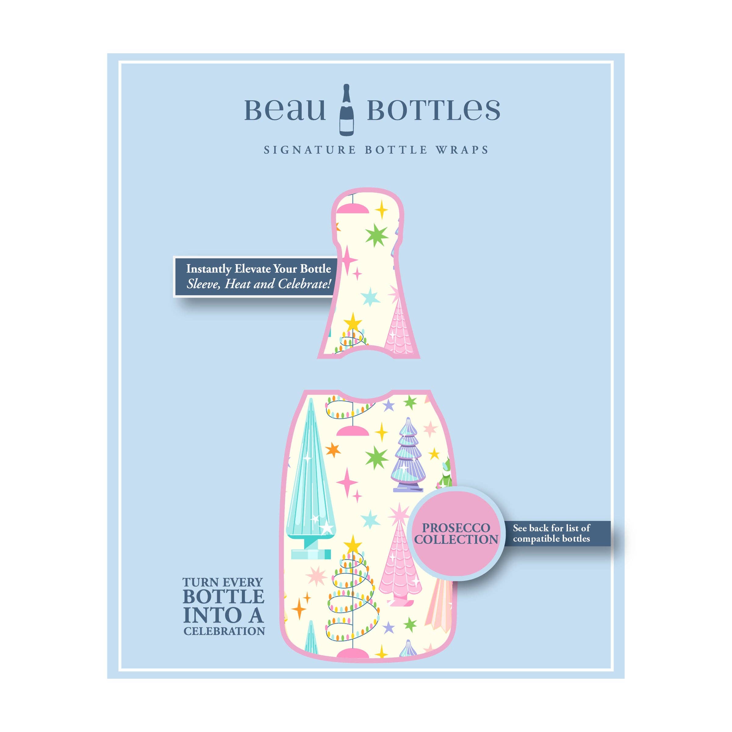 Beau Bottles – wholesale Wine gift bag – Beau Bottles Timeless Christmas Trees - Prosecco Collection5