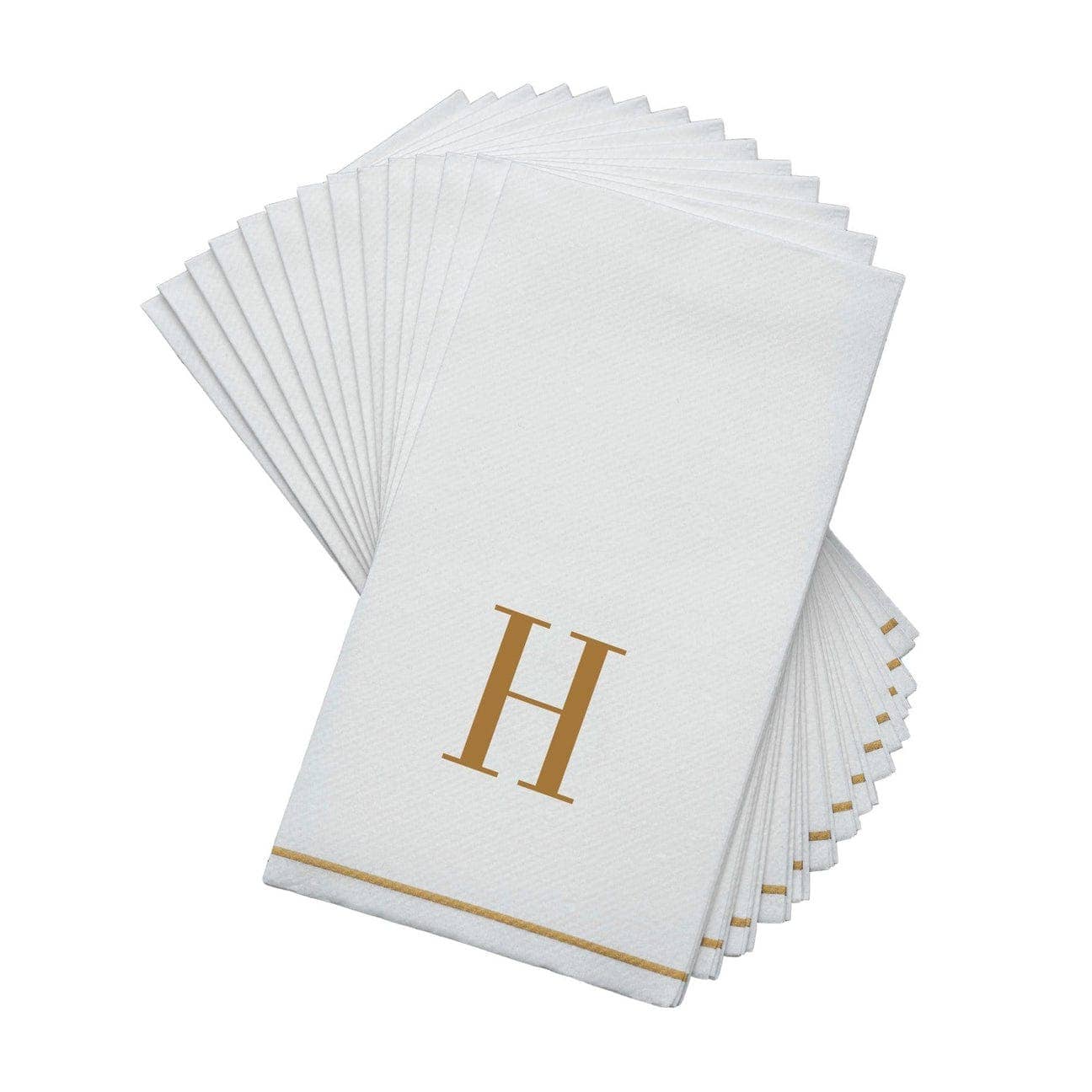 Luxe Party - Wholesale Disposable Napkin - H Gold Monogram Paper Disposable Dinner Napkins | 14 Napkins1