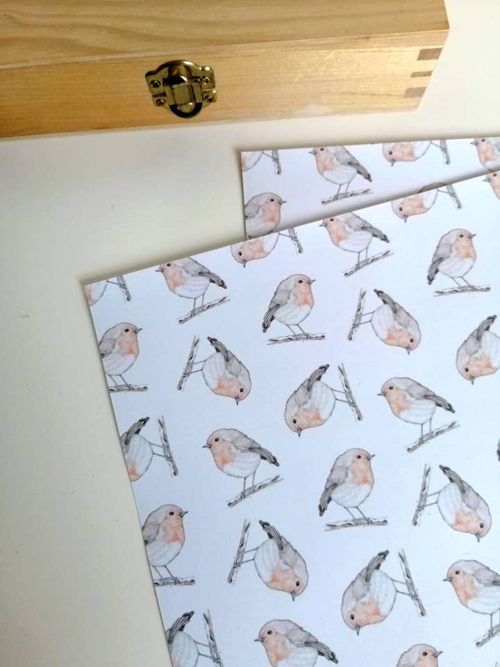 Robin Gift Wrap for wholesale by Doodle Keg