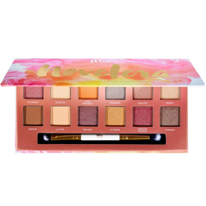 Paleta de sombras de ojos Novelera con pincel de doble punta para venta al por mayor de Mia del mar