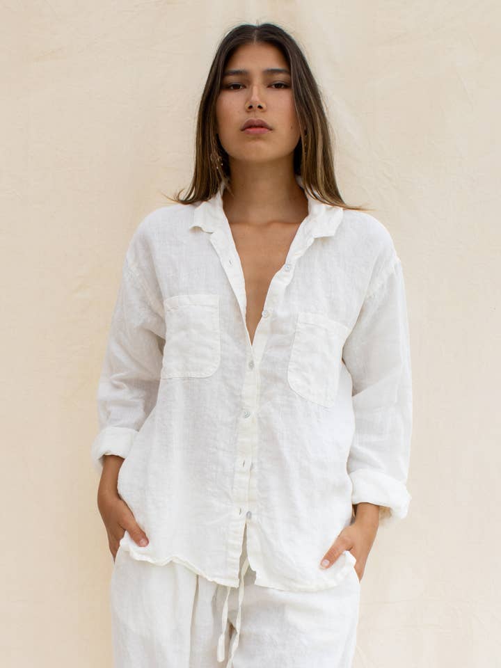 CAMISA DE PRAIA EM LINHO DE TAMANHO GRANDE por atacado de By The Sea Organics