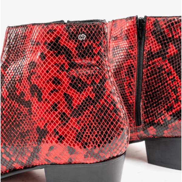 Club Cubano - Wholesale Chelsea Boots - Heren - ROMARIO Heren Leren Cubaanse Haklaarzen Python Rood3