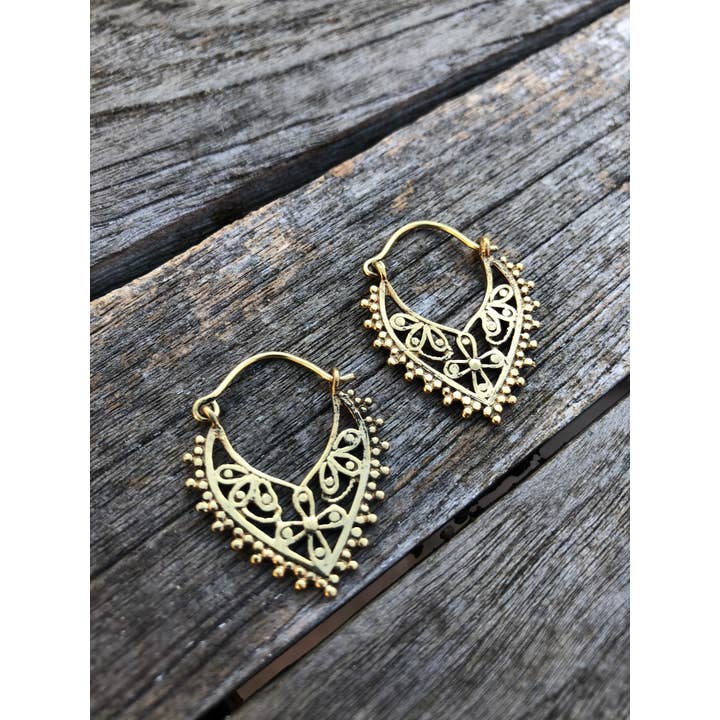 Emma's Emporium – wholesale Hoop earrings – Brass Tribal Gypsy Ethnic Earrings - Small4