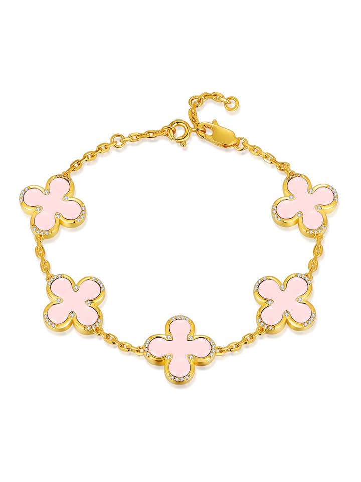 24K Gold Pink Shell Oasis of Serenity Bracelet for wholesale by Saurin Jiya