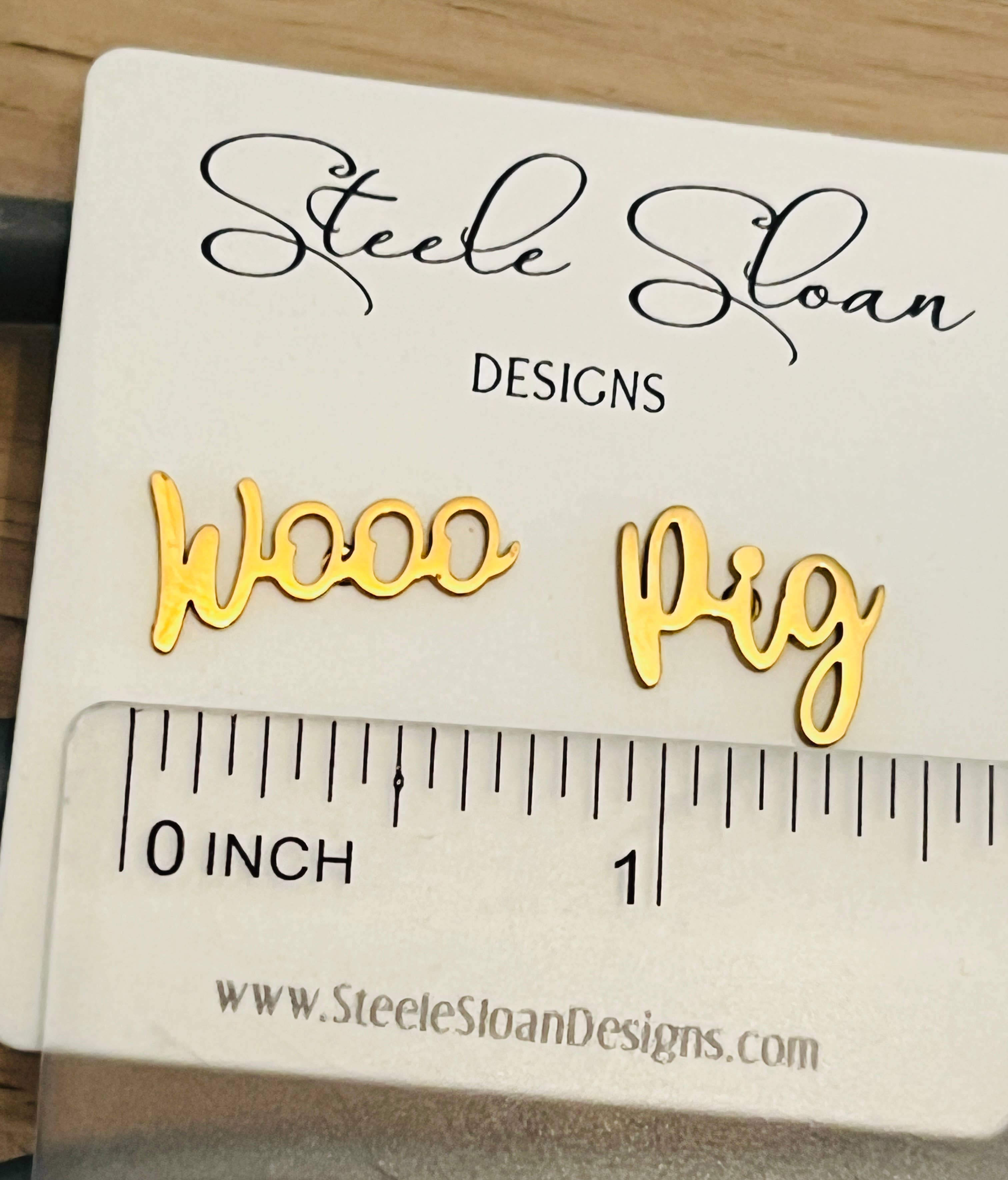Steele Sloan Designs - Wholesale Stud/Post Earrings - WOOO Pig! Wooo Pig Earrings Cute Arkansas Gift Razorbacks1