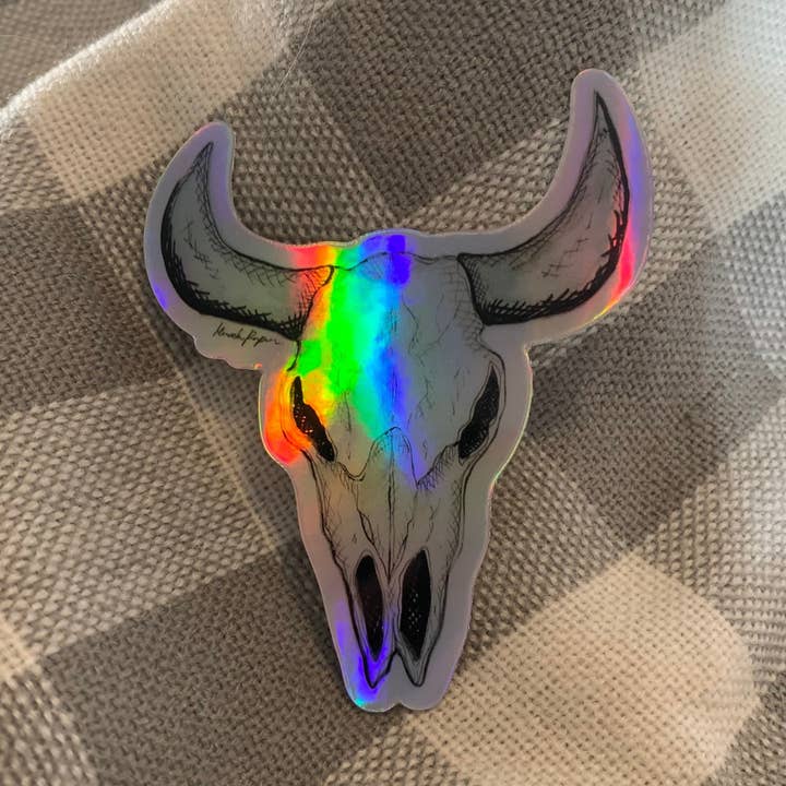 Holografisk ko-kranie klistermærke for engroshandel hos Red Fox Design Studio