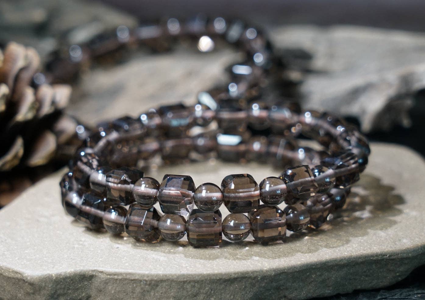 Moon Rituals - Wholesale Beaded Bracelet - Ice Obsidian Cube Bracelet – Natural Black Crystal Jewelry for Protection, Grounding & Christmas Crystal Gift2