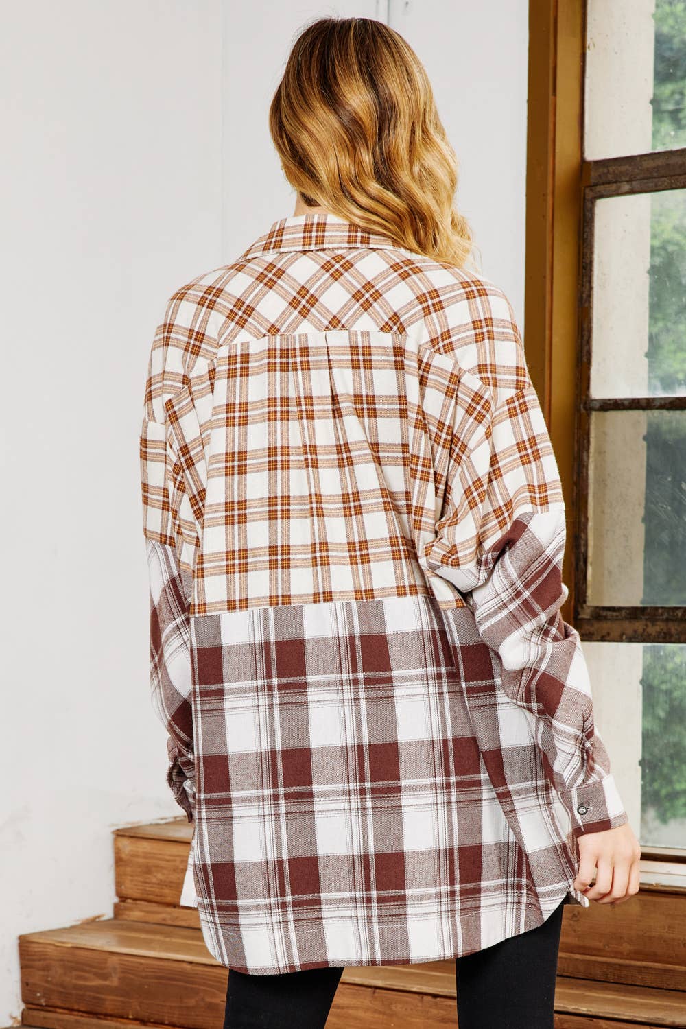 FSL Apparel - Wholesale Button Down Shirt - Women's - IJ1046 - MIXED PLAID BUTTON DOWN OVERSIZED SHIRT10