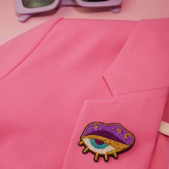MALICIEUSE - Venta al por mayor Broches - Broche Ojo Mágico Hecho a Mano Bordado Canutillo - Místico
