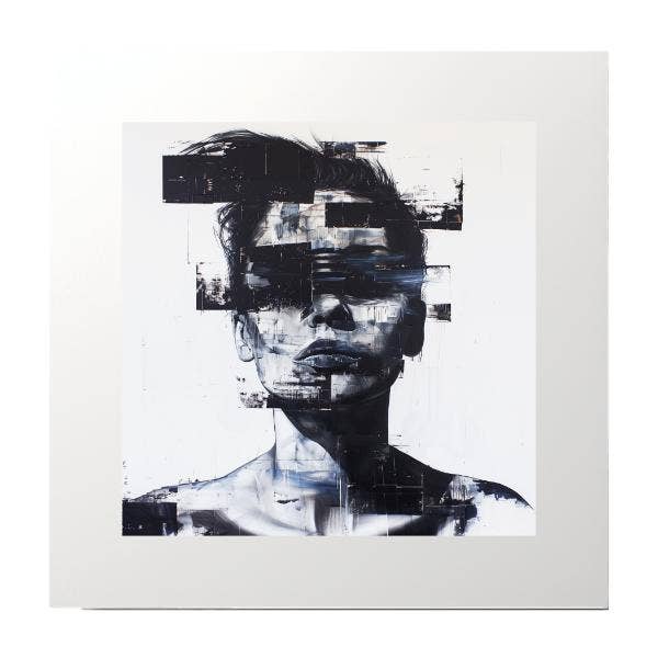 Peinture abstraite en noir et blanc de femmes, impression d'art. pour la vente par Artificial Ink