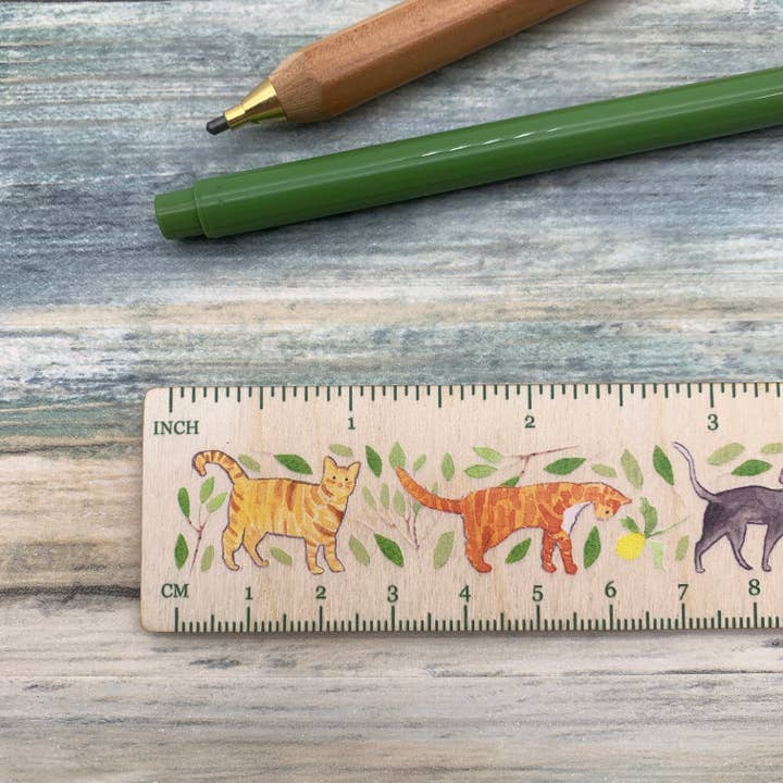 Samantha Hall Designs - Wholesale Ruler - Cat Wooden Ruler2