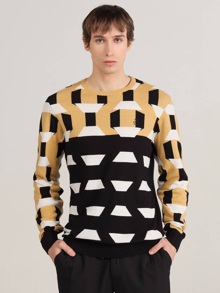 BENDORFF - Crew neck sweater with geometric patterns for wholesale by PAUSANT SHOP ONLINE