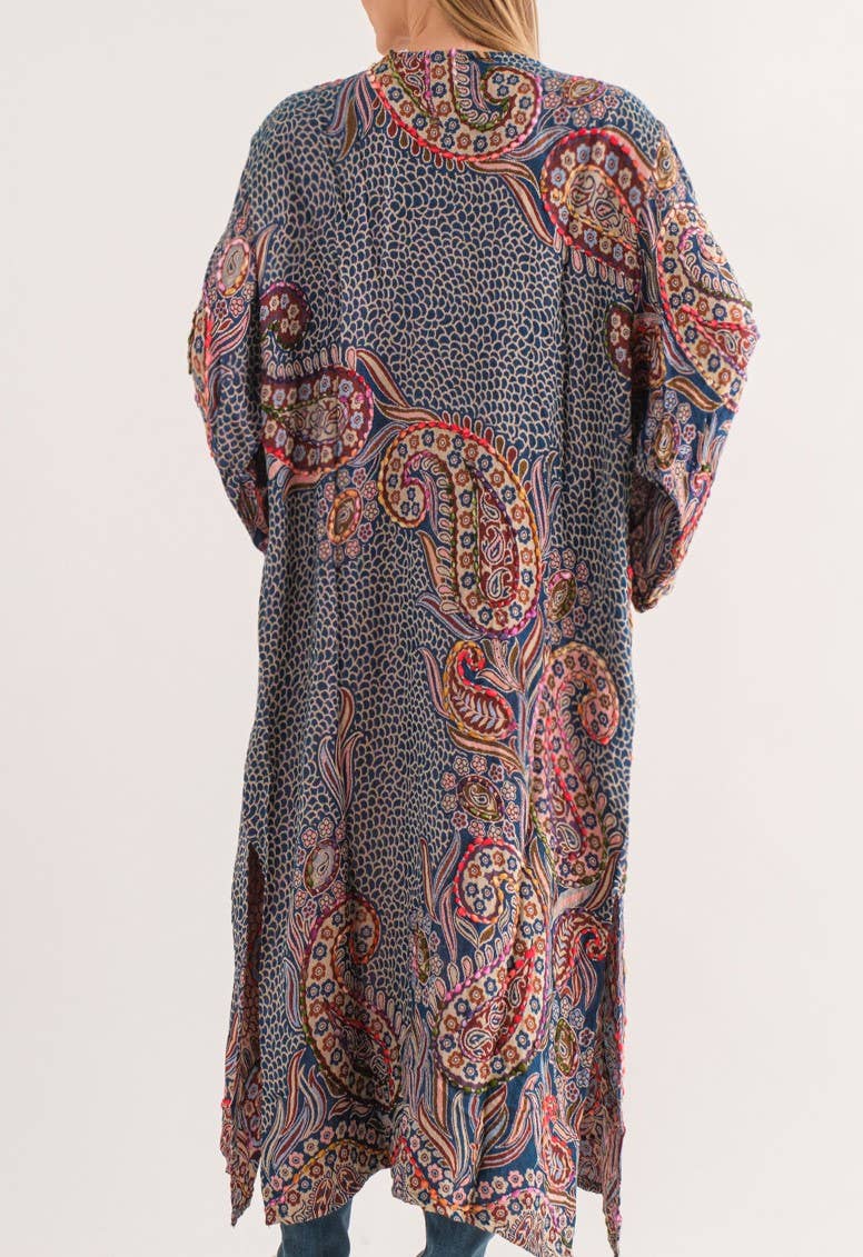 Raj Trading & Imports (USA) Inc. - Wholesale Kimono - Women's - Rhea Navy Thick Stitch Duster2